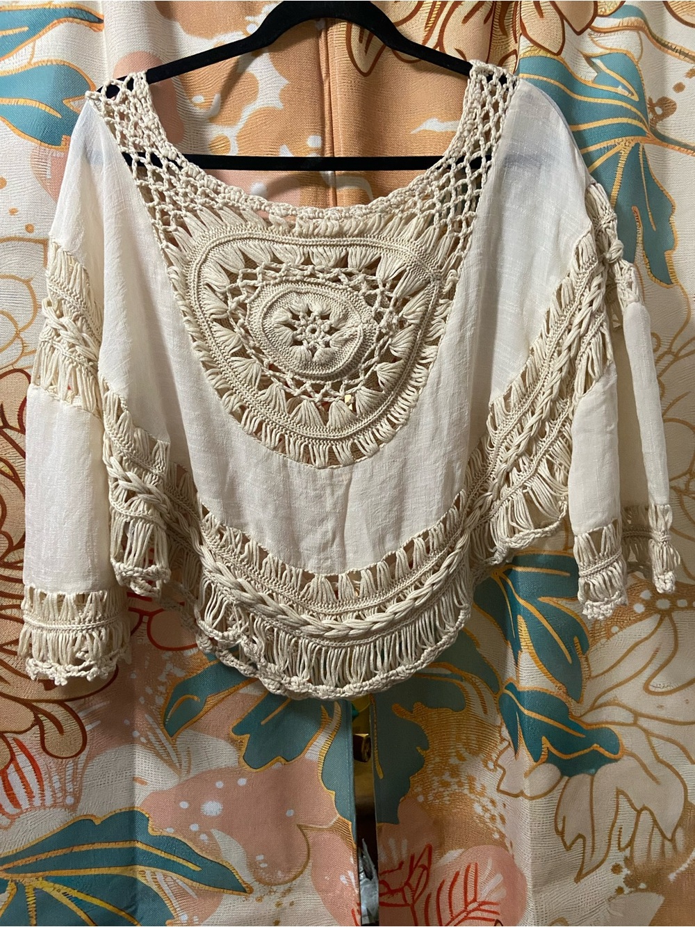 Cupshe Cream Crochet-Trim Top